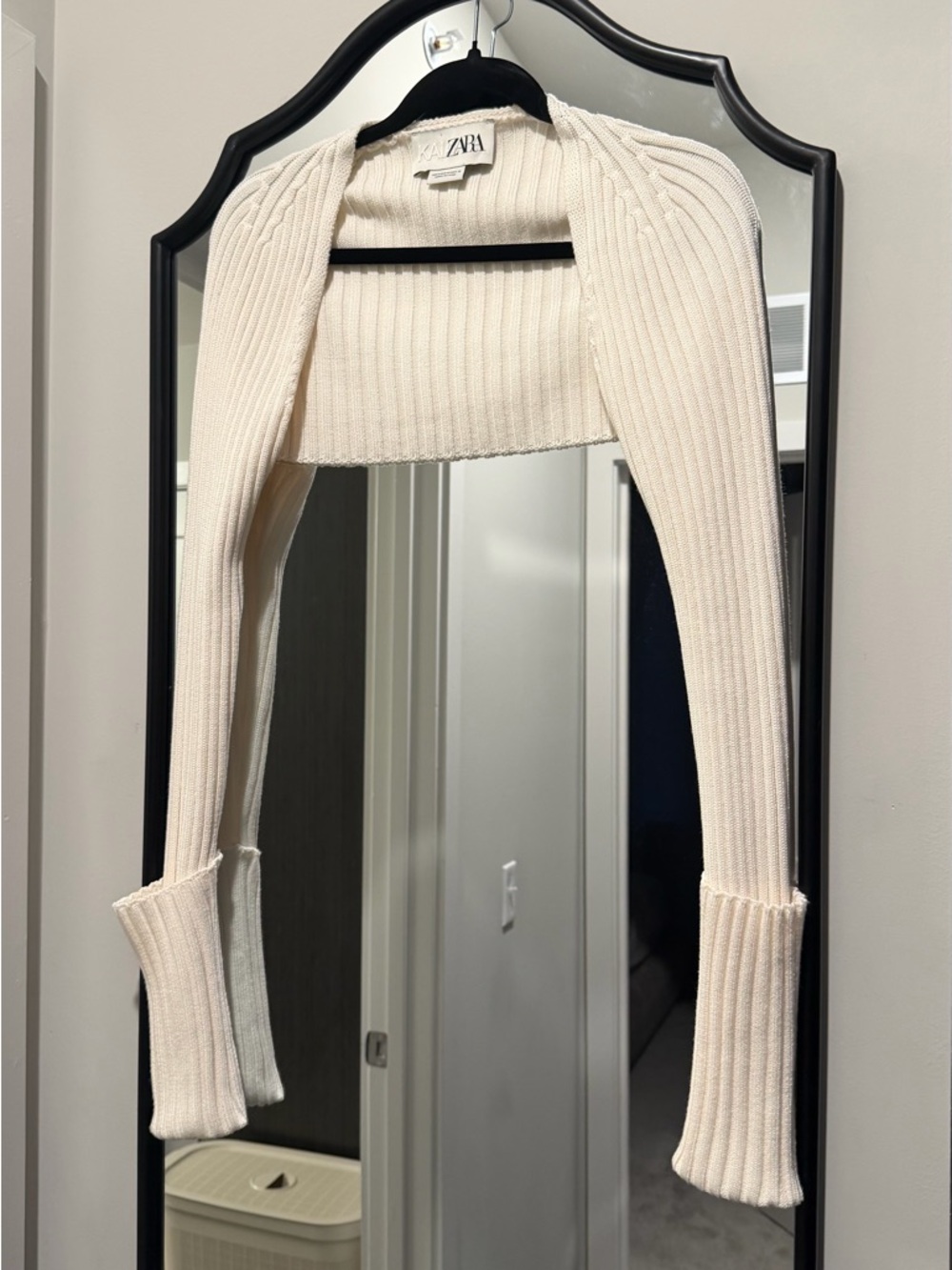 Zara Cream Ribbed Bolero Shrug